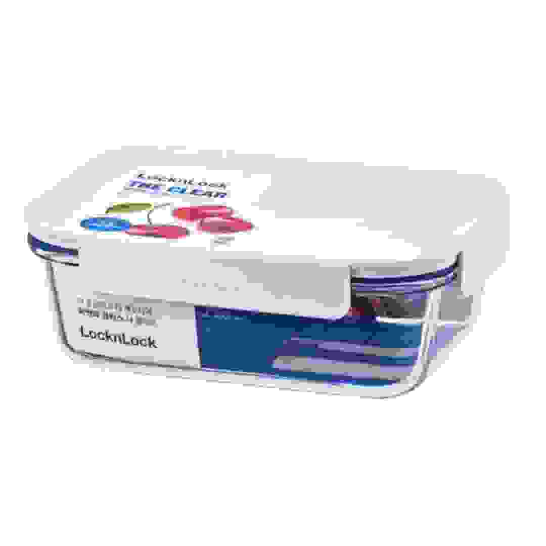 Lock & Lock The Clear Glass Square Food Container (White, 380 ml)