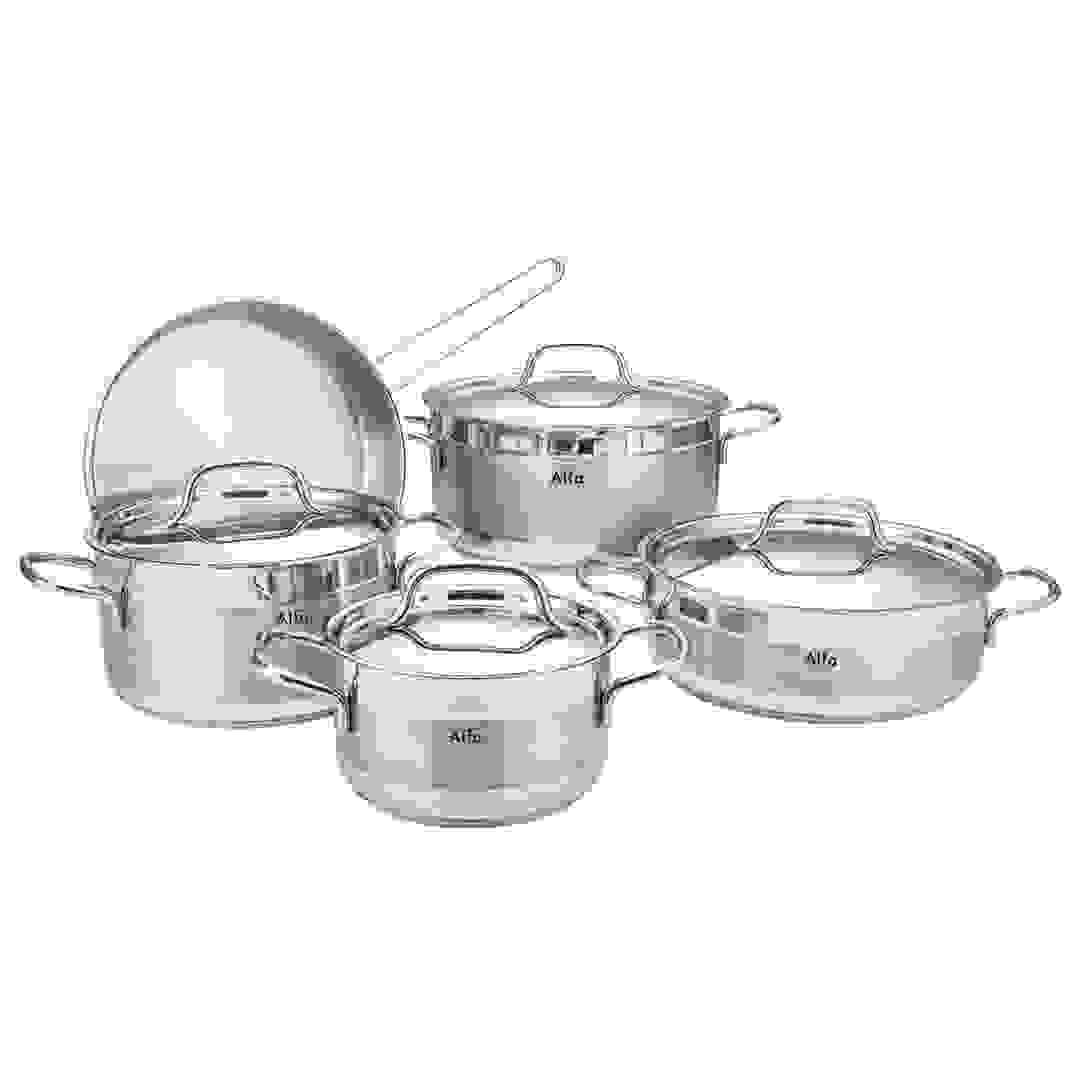 Alfa Stainless Steel Cookware Set (24 cm, Silver, 9 Pc.)