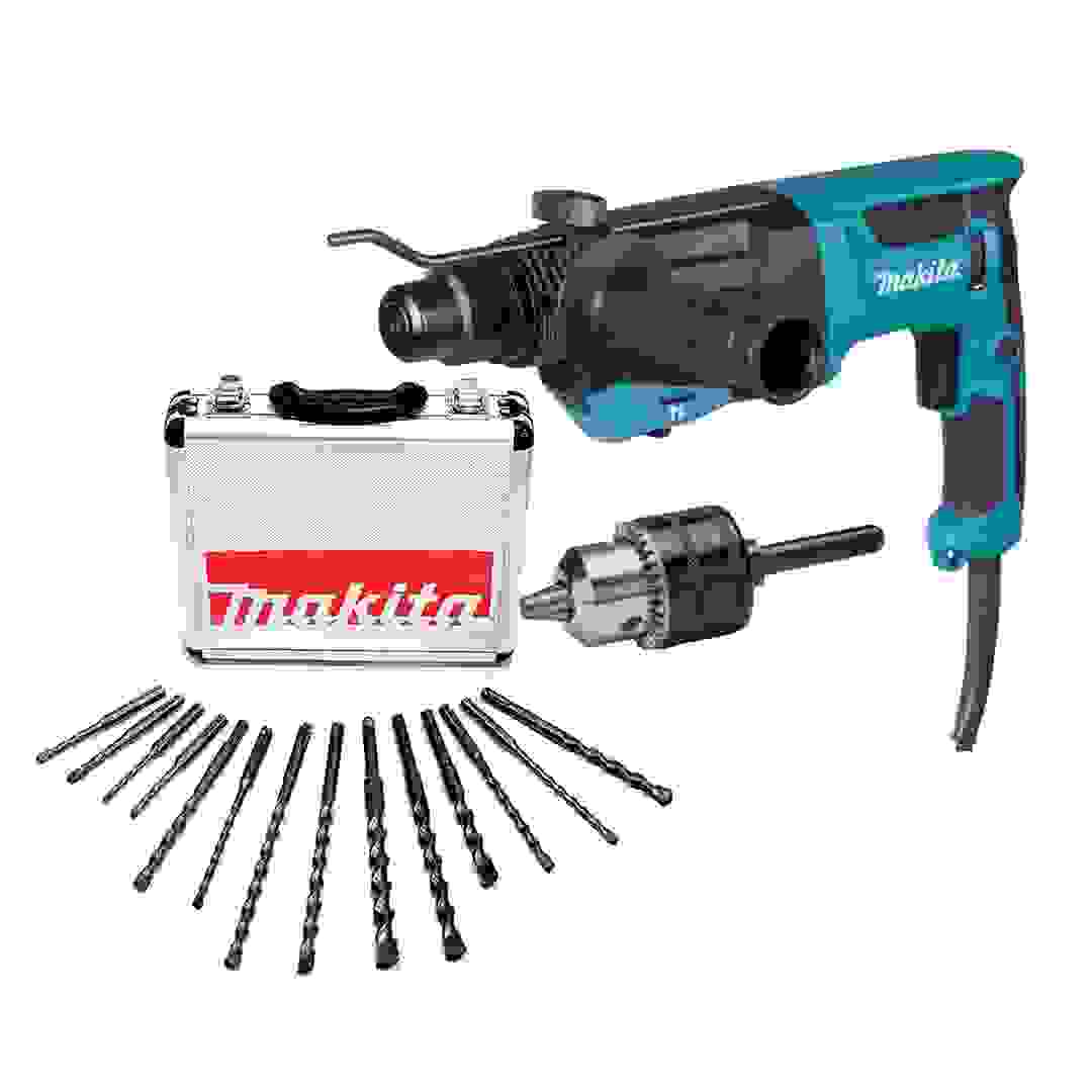 Makita Corded Rotary Hammer Drill W/ Bit Set, HR2670-Combo (800 W)