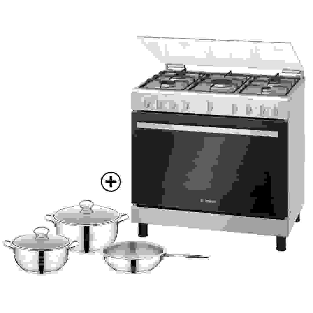 Bosch Series 4 Freestanding 5-Burner Gas Cooker, HGV1ISW50M (60 x 90 x 85 cm)