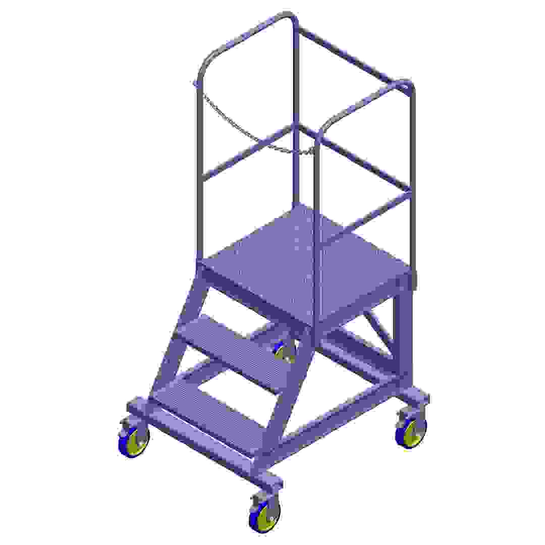 Topman Aluminum Rolling Staircase 2+1-Tier Step Ladder (175 x 91 x 85 cm)