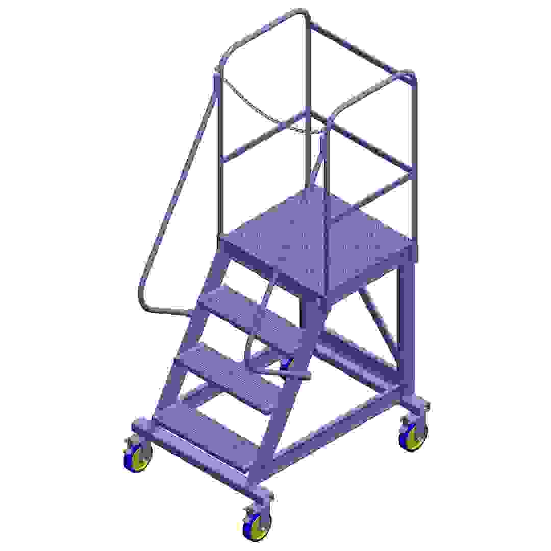 Topman Aluminum Rolling Staircase 3+1-Tier Step Ladder (200 x 105.5 x 85 cm)