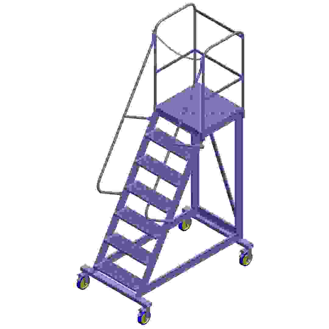 Topman Aluminum Rolling Staircase 6+1-Tier Step Ladder (275 x 149 x 95 cm)