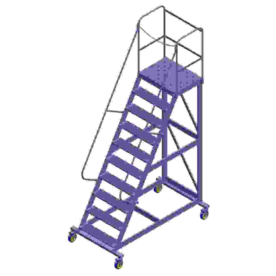 Topman Aluminum Rolling Staircase 9+1-Tier Step Ladder (350 x 192.5 x 110 cm)