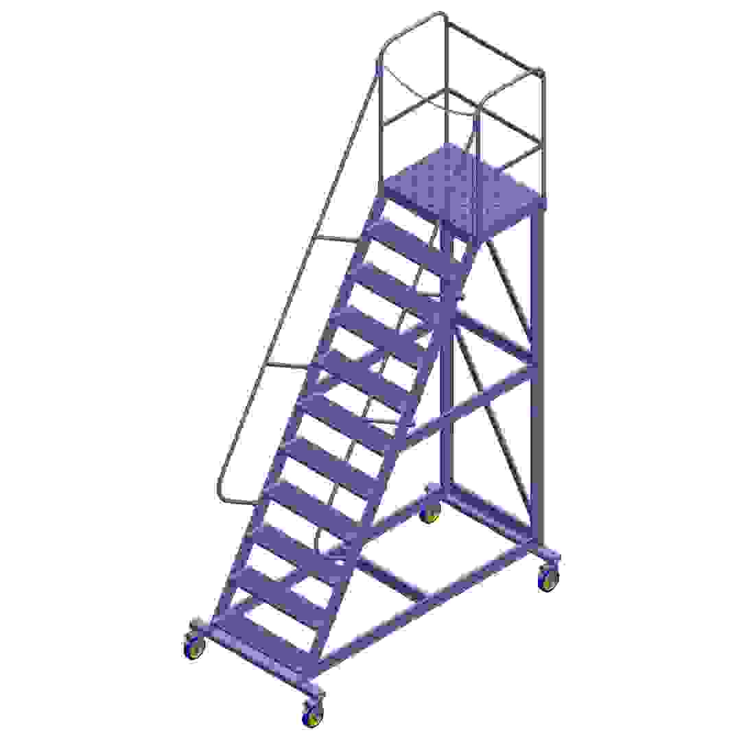 Topman Aluminum Rolling Staircase 10+1-Tier Step Ladder (375 x 207 x 110 cm)