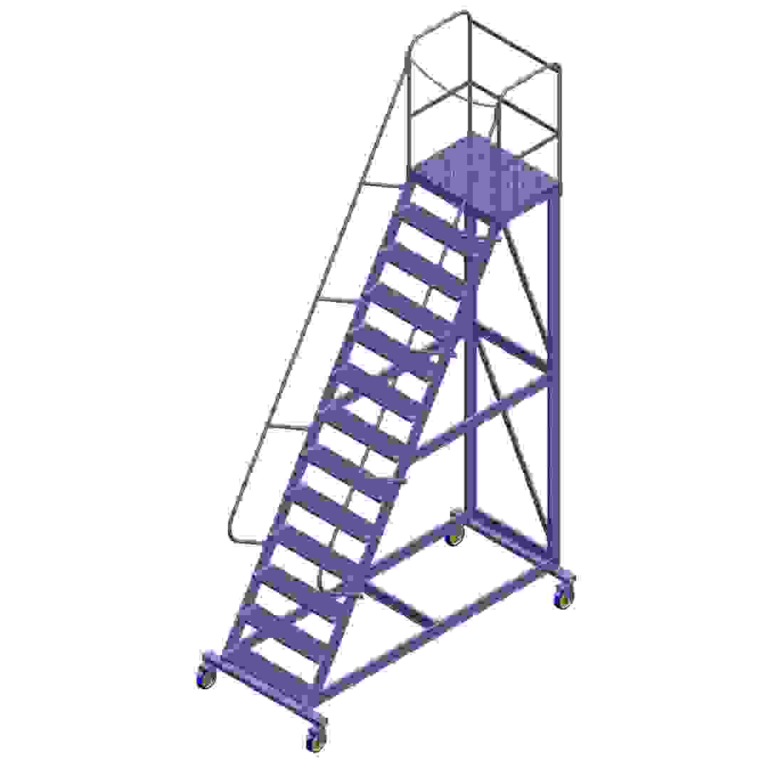 Topman Aluminum Rolling Staircase 12+1-Tier Step Ladder (425 x 236 x 110 cm)