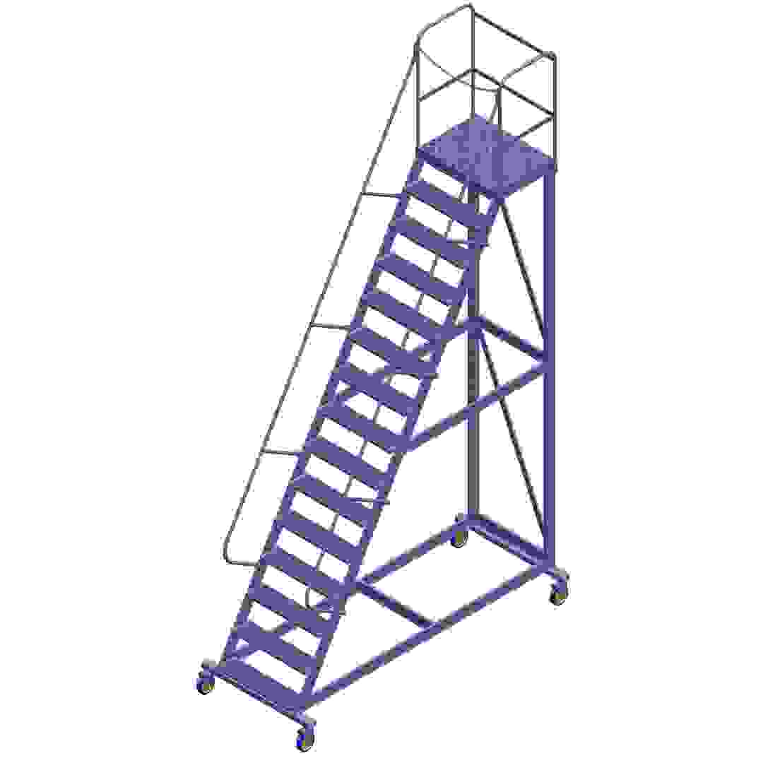 Topman Aluminum Rolling Staircase 14+1-Tier Step Ladder (475 x 265 x 110 cm)