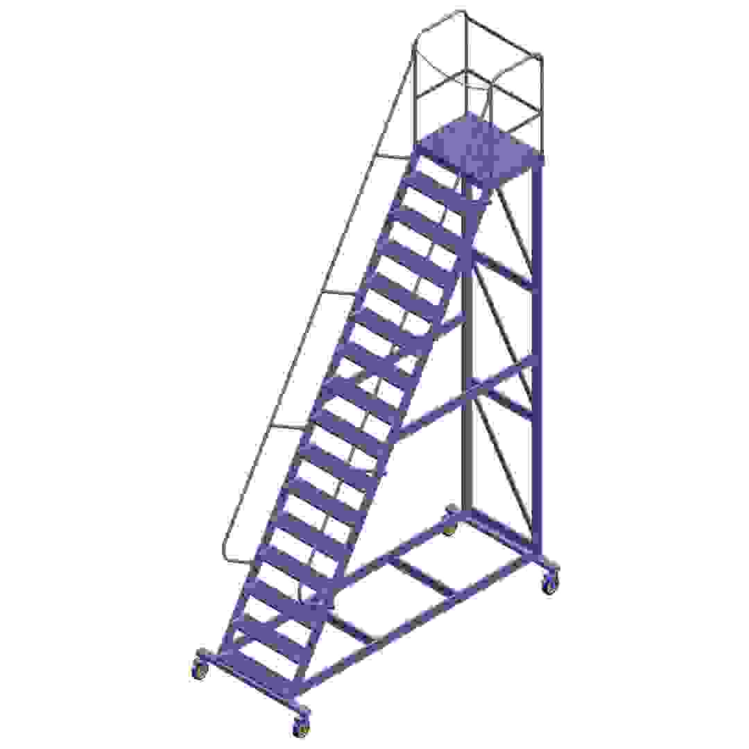 Topman Aluminum Rolling Staircase 15+1-Tier Step Ladder (500 x 279.5 x 120 cm)