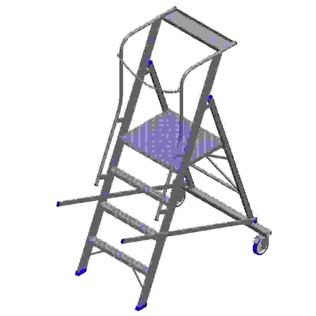 Topman Aluminum Rolling Warehouse 3+1-Tier Step Ladder (173 x 116.5 x 90 cm)