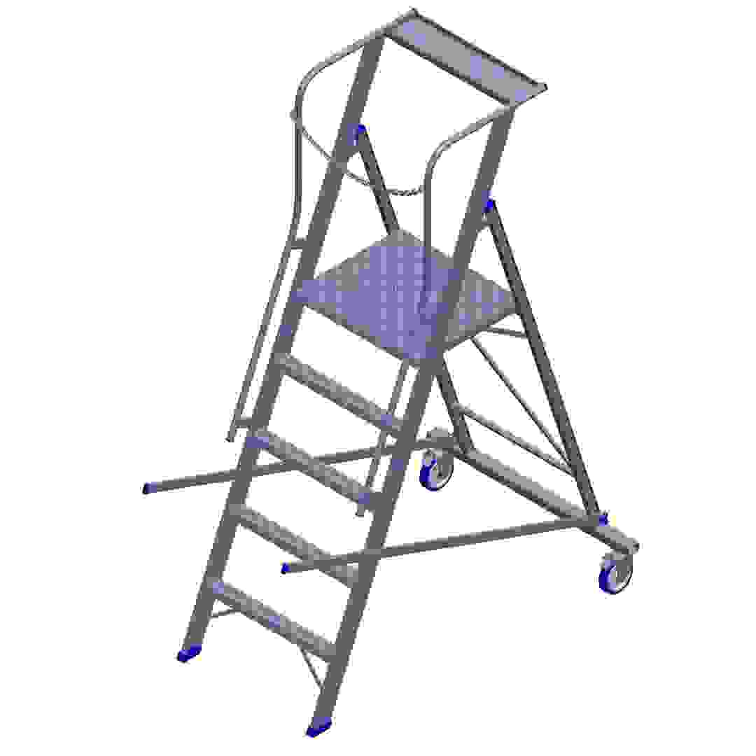 Topman Aluminum Rolling Warehouse 4+1-Tier Step Ladder (196.5 x 134.3 x 90 cm)