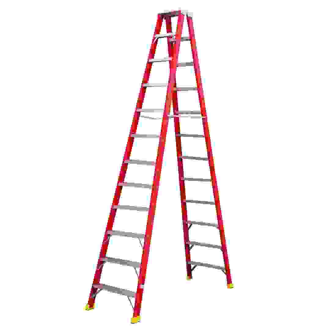 Topman Fiberglass Double-Sided 12-Tier Step Ladder (345.5 x 215 x 69 cm)
