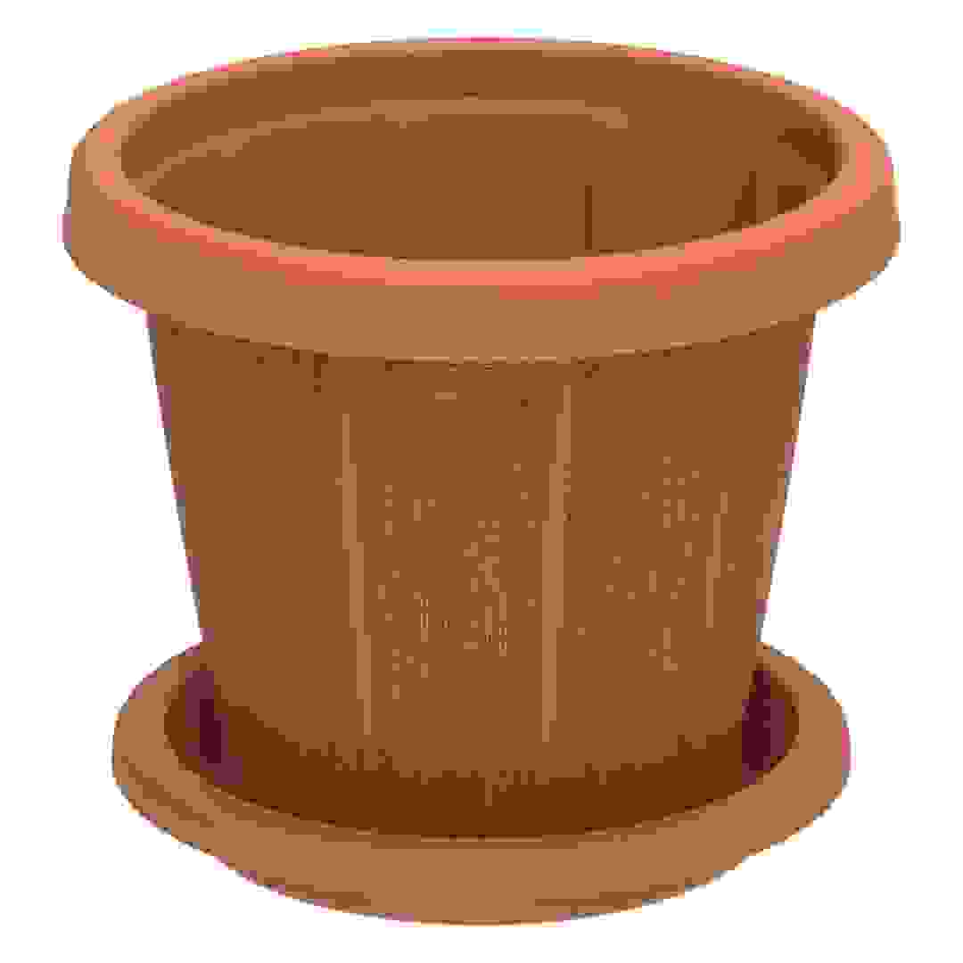 Cosmoplast Cedargrain Plant Pot W/Tray (Terra Cotta, 25.4 cm)