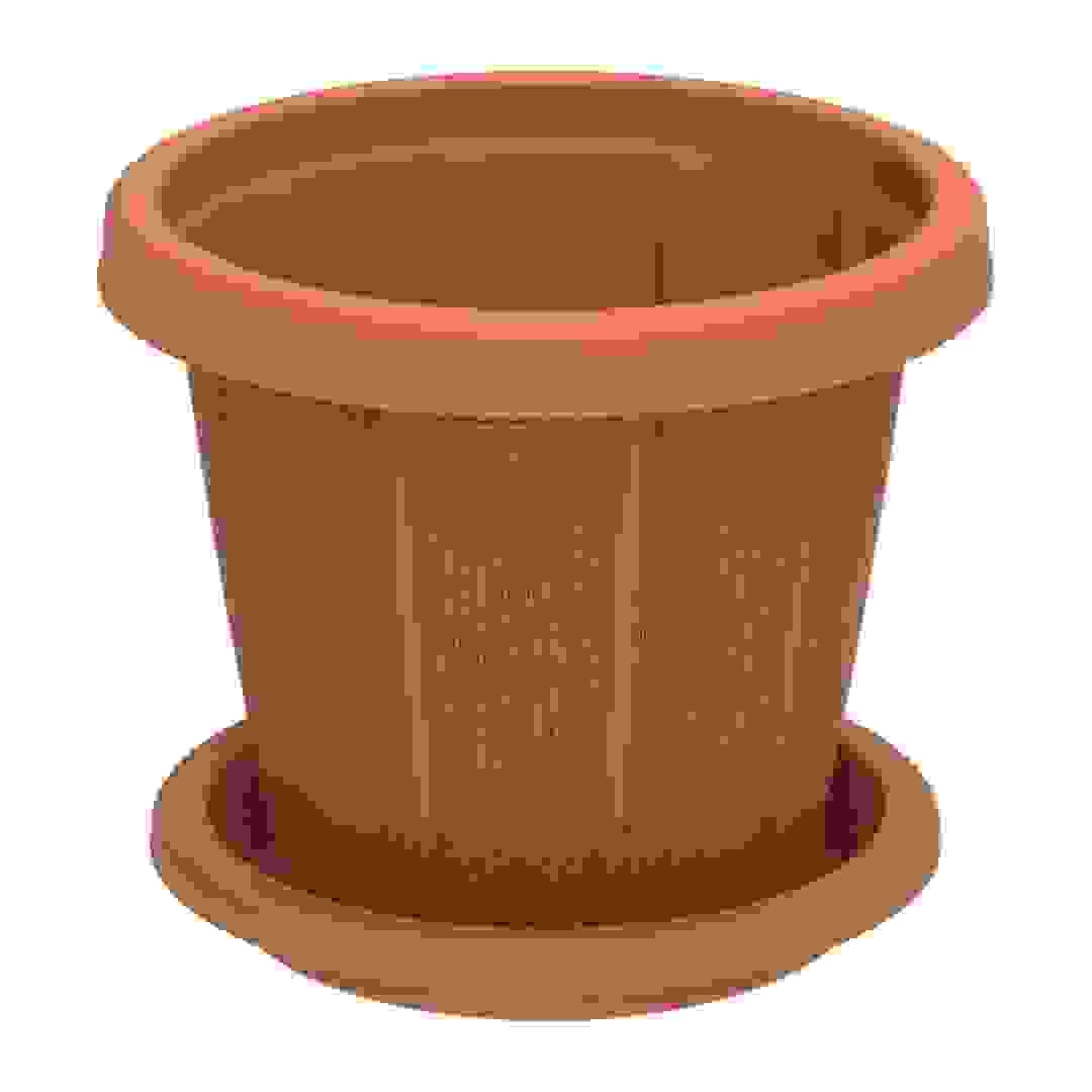 Cosmoplast Cedargrain Plant Pot W/Tray (Terra Cotta, 30.5 cm)