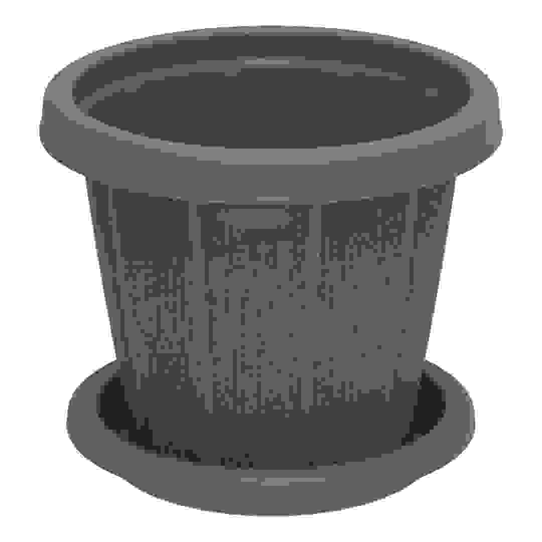 Cosmoplast Cedargrain Plant Pot W/Tray (Cool Grey, 40.6 cm)