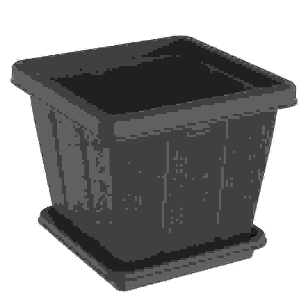 Cosmoplast Cedargrain Square Plant Pot W/Tray (Dark Brown, 20 L)