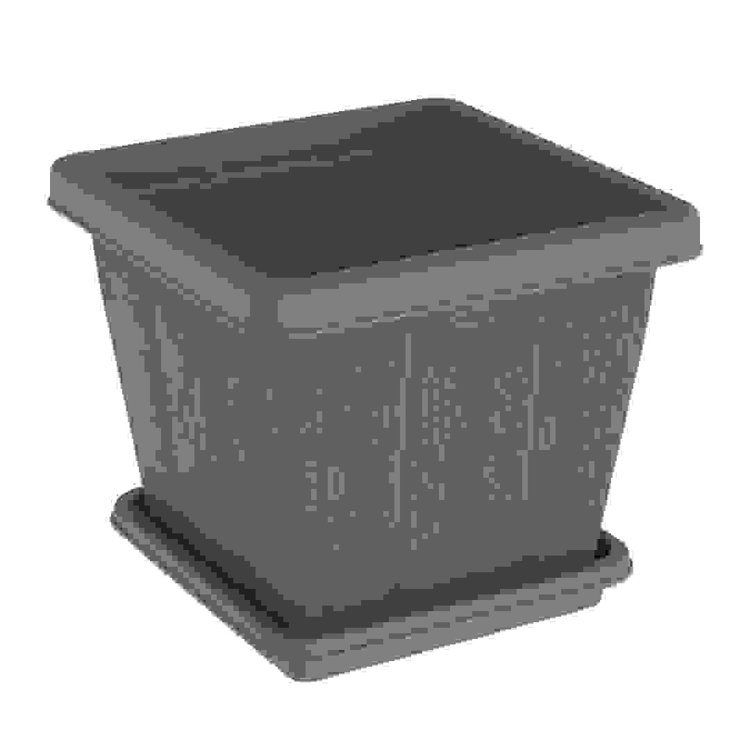 أصيص نباتات مربع مع صينية كوزموبلاست سيدرجرين (رمادي، 20 لتر)