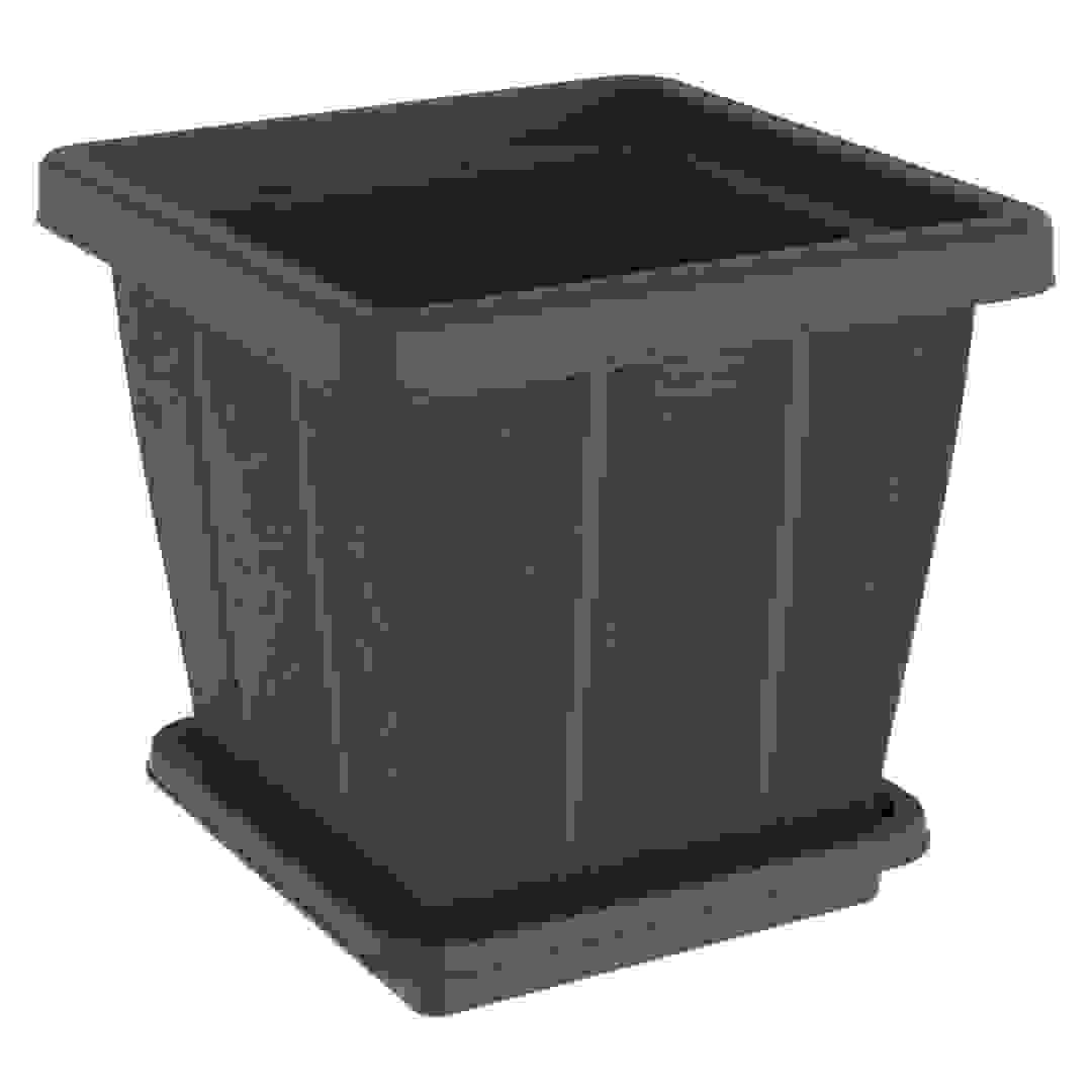 Cosmoplast Cedargrain Square Plant Pot W/Tray (Dark Brown, 45 L)