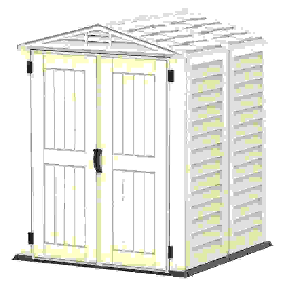 Duramax Aluminium & Vinyl Plastic Storage Shed (Ivory, 171 x 161 x 210 cm)
