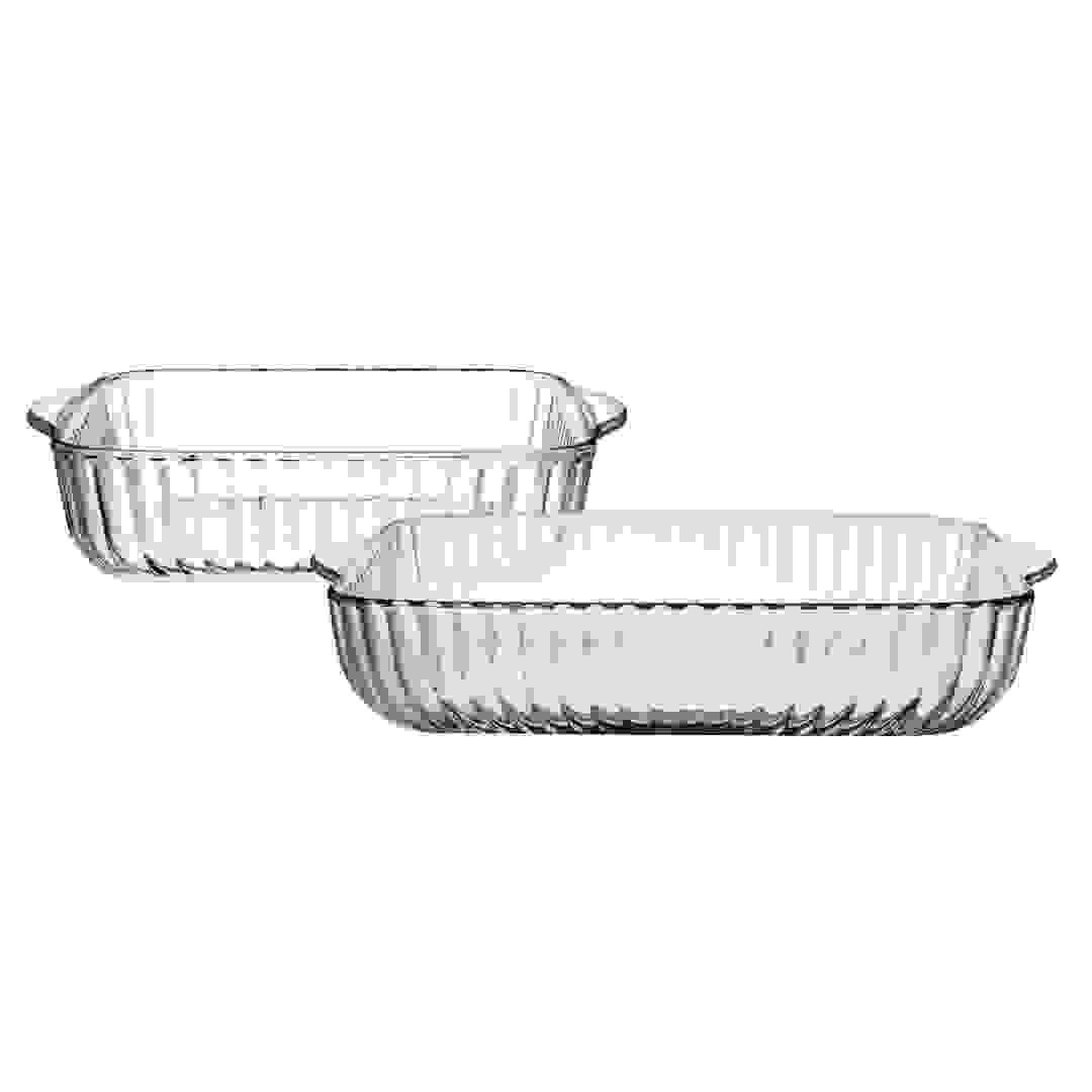 Borcam Glass Square Baking Tray Set (2 L& 3.5 L)