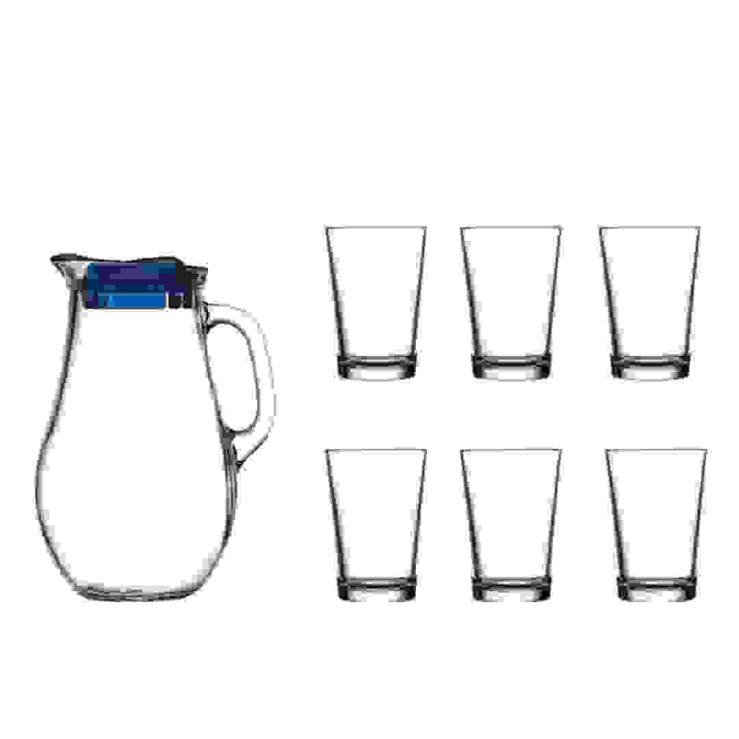 Pasabahce Bistro Glass Beverage Jug & Glasses Set (Clear, 7 Pc.)