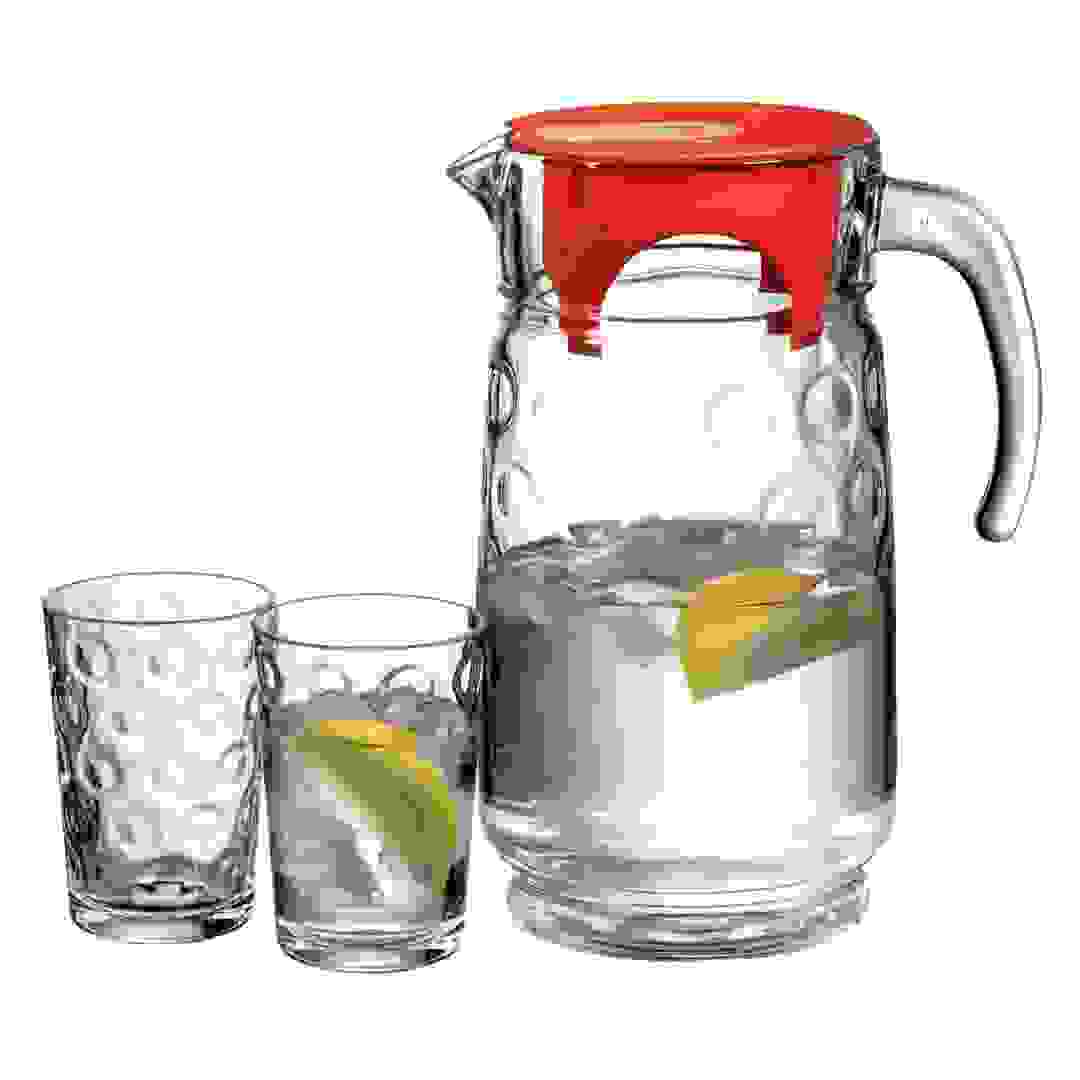 Pasabahce Rings Glass Beverage Jug & Glasses Set (Clear, 7 Pc.)