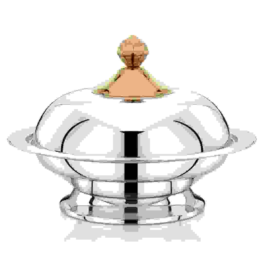 Home Maker Stainless Steel Round Kozi Serving Dish W/Cover & Stand (40 cm)
