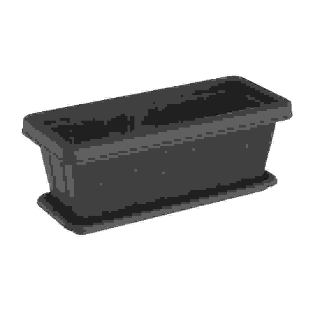 Cosmoplast Cedargrain Rectangular Plant Pot W/Tray (18 L, Dark Brown)