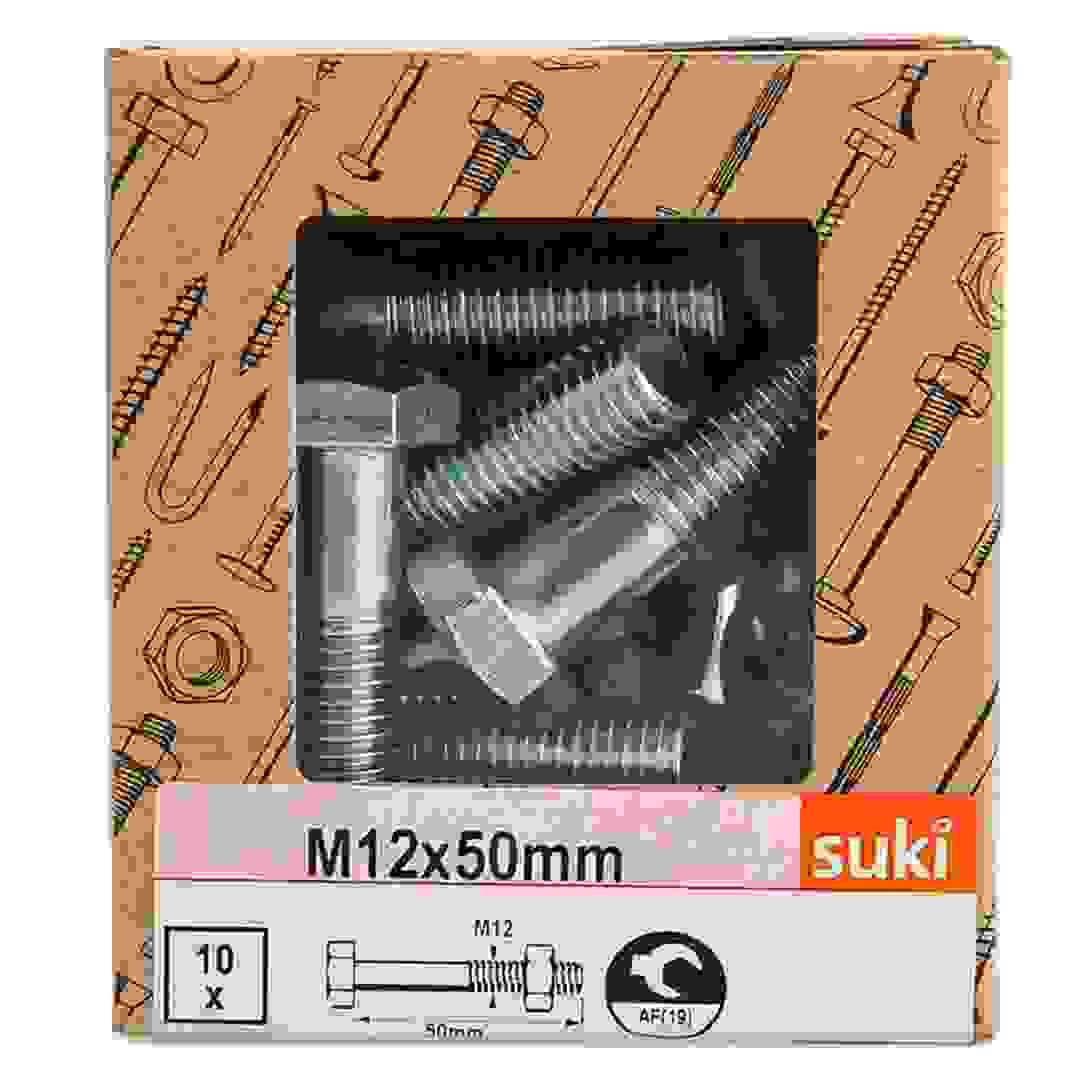 Suki Zinc-Plated Hex Screws (M12 x 50 mm, 10 pc.)
