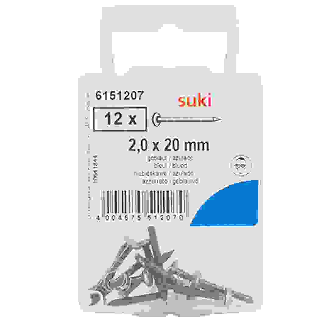 Suki 6151207 Steel Nails with Brass Head (2 x 20 mm, Pack of 12)