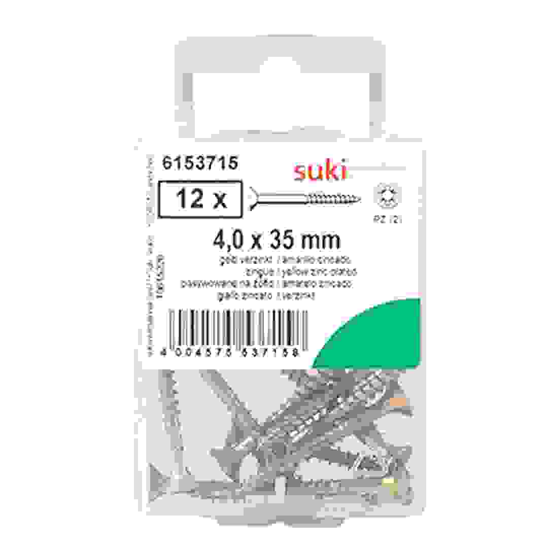 Suki 6153715 Chipboard Screws (3.5 x 0.4 cm, Pack of 12)