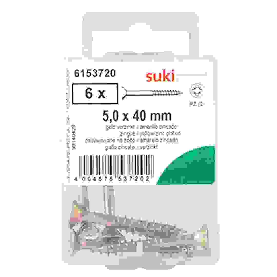 Suki 6153720 Countersunk Raised Chipboard Screws (5 x 0.5 cm, Pack of 6)
