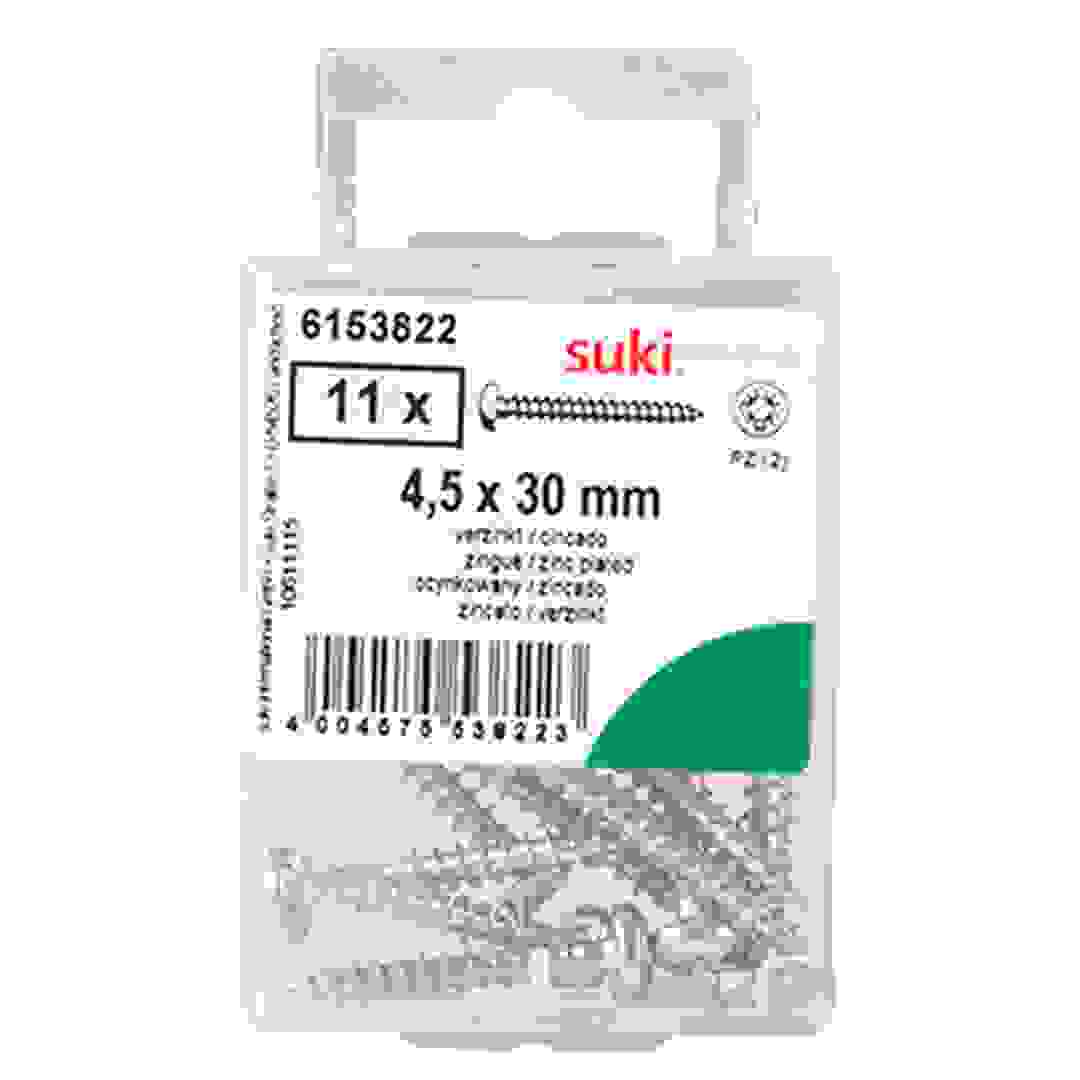 Suki Zinc-Plated Pozidriv Chipboard Screws (30 x 4.5 mm)