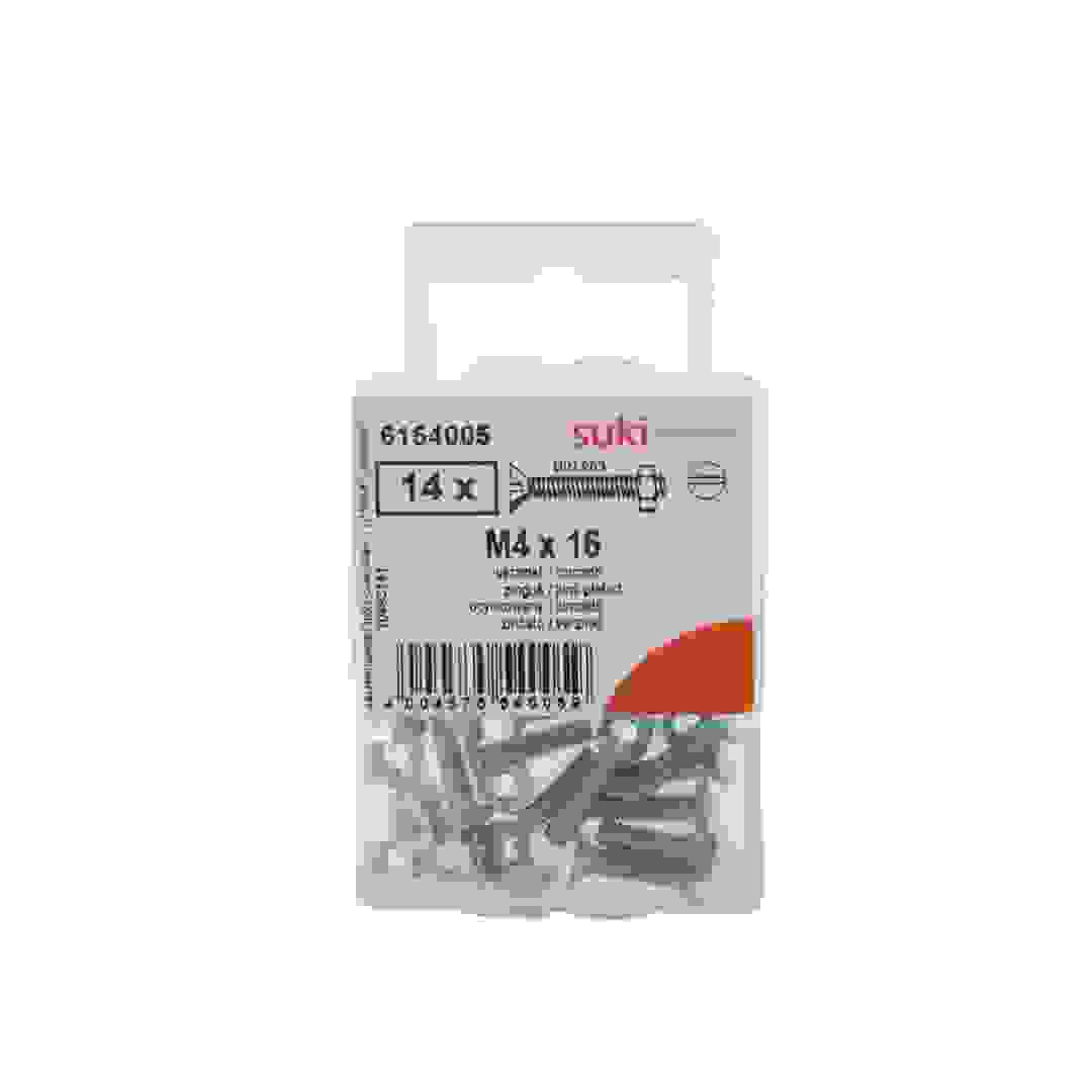 Suki 6154005 M4 Flat-Head Countersunk Machine Screw (16 mm, Pack of 14)