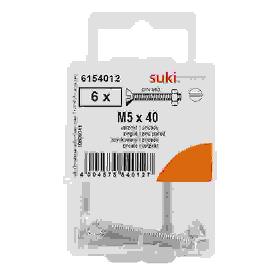 Suki 6154012 M5 Flat-Head Countersunk Machine Screws (40 mm, Pack of 6)