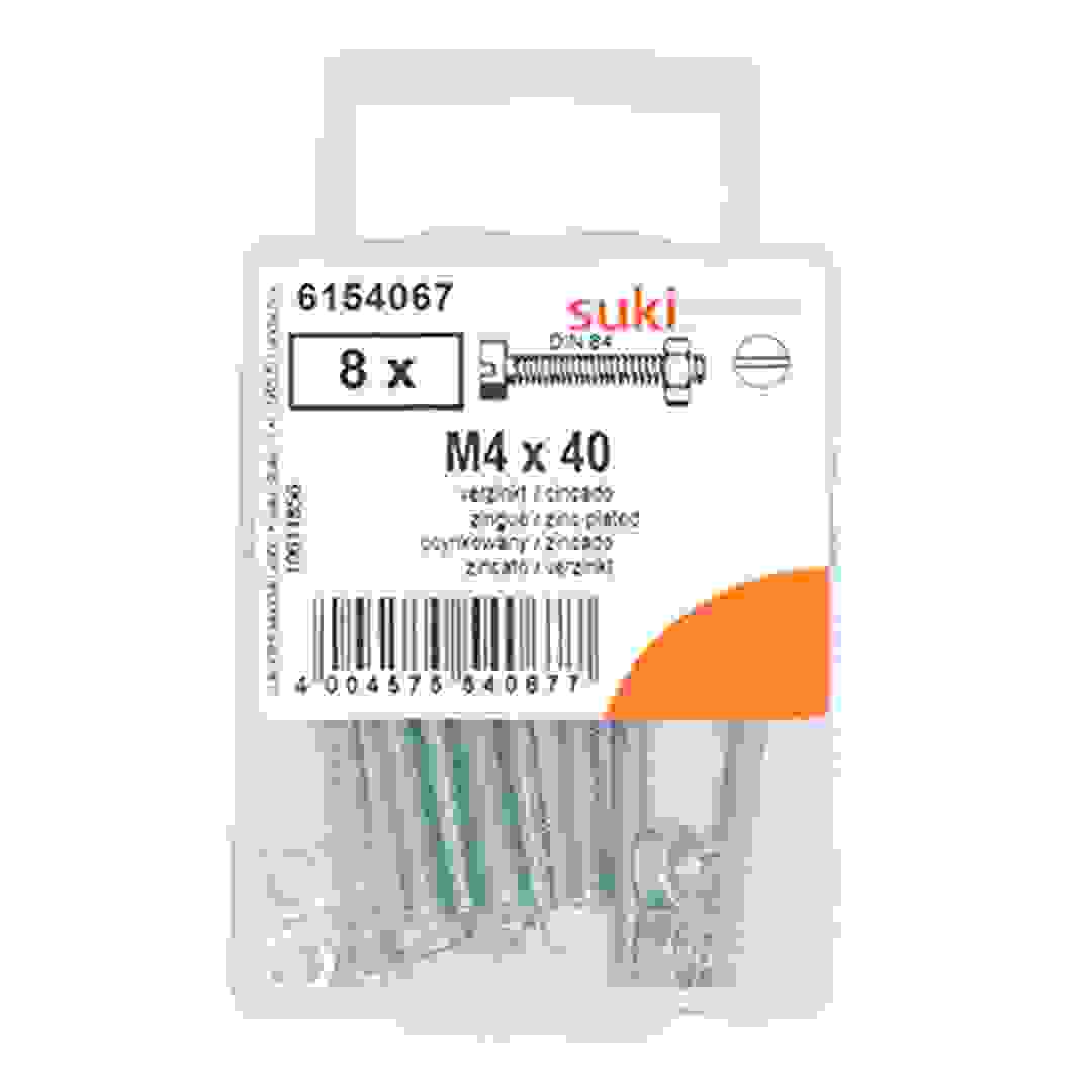 Suki Zinc-Plated Slotted Flat-Head Countersunk Machine Screws (M5 x 20 mm, Pack of 8)