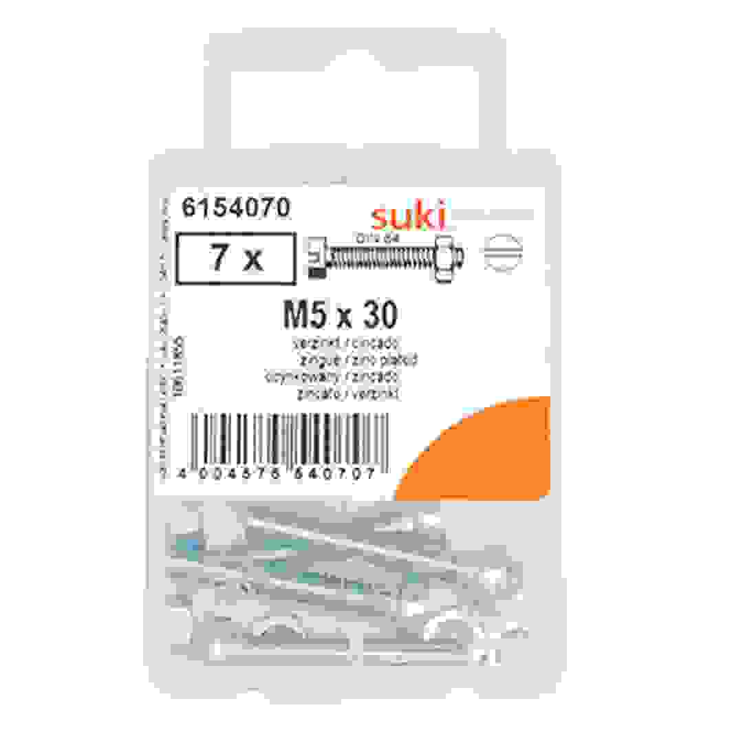براغي ماكينة برأس مسطح غاطس 6154070 M5 (30 ملم، عبوة من 6 قطعة)