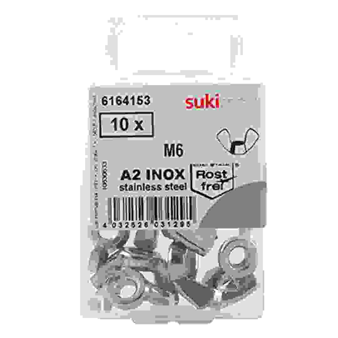 Suki Stainless Steel Win g Nuts (M6, Pack of 10)