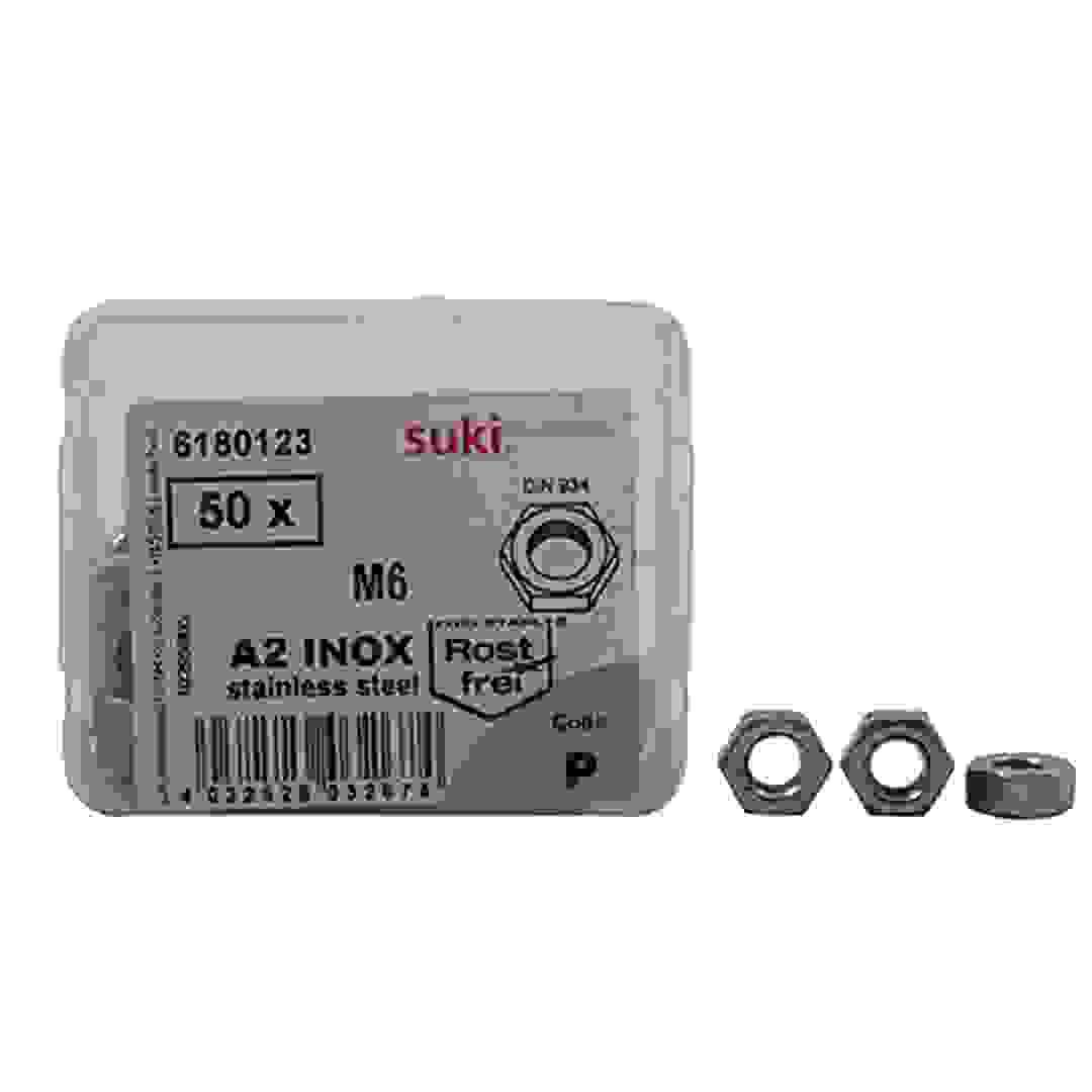 Suki Zinc-Plated Hex Nuts (M6, Pack of 50)