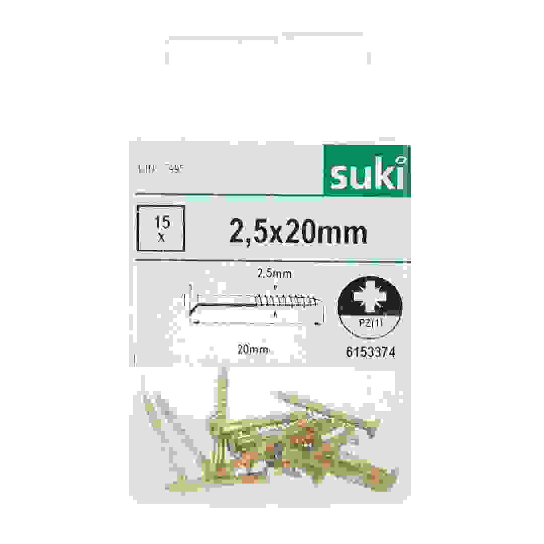 عبوة براغي خشب سوكي (2.5 × 20 ملم، DIN 7995، 15 قطعة)