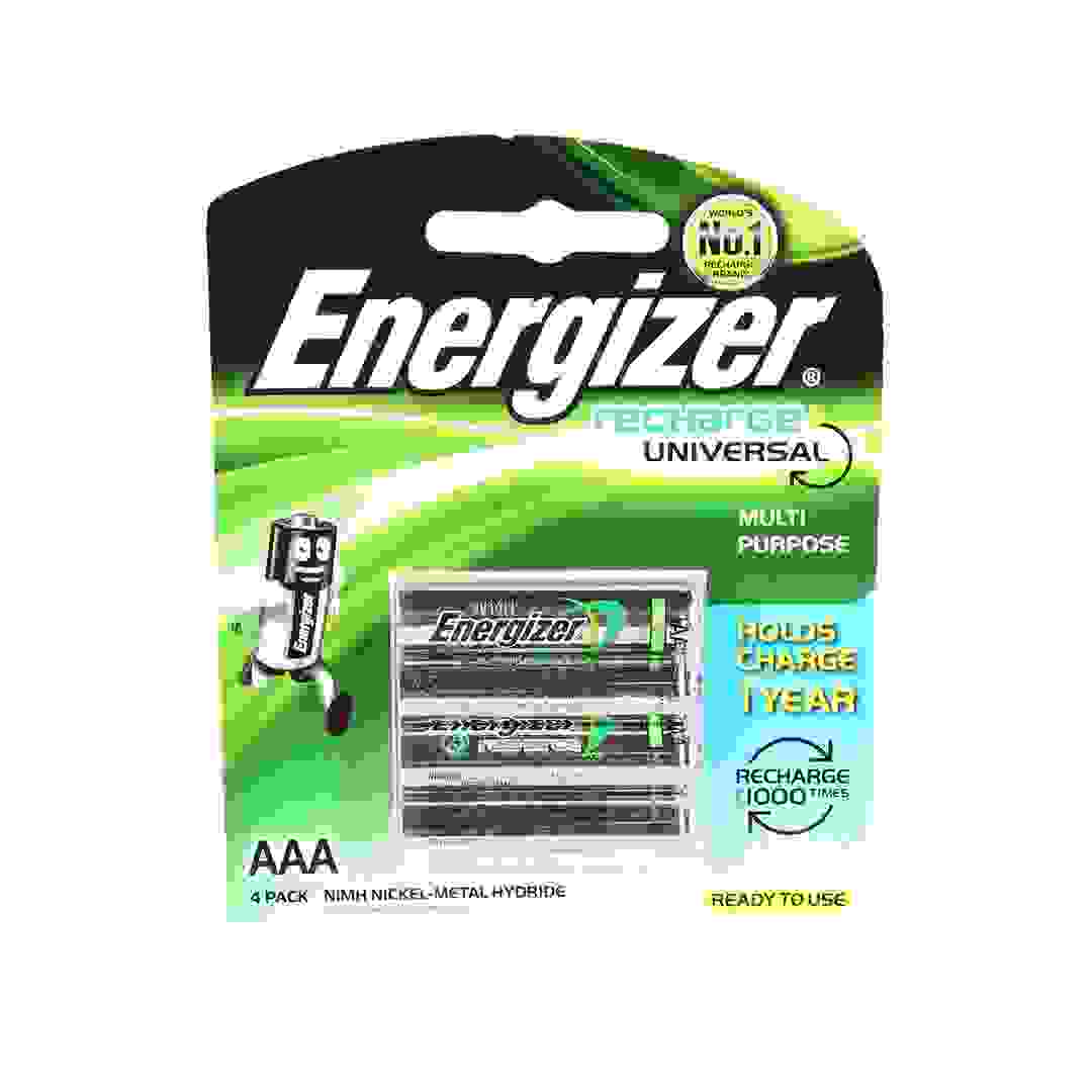 Energizer Recharge Universal AAA Rechargeable Battery (Pack of 4, 1.2V)