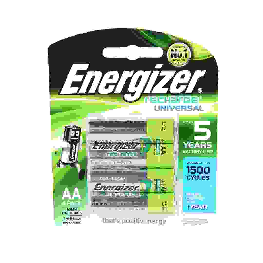 Energizer Recharge Universal AA Rechargeable Battery (Pack of 4, 1.2V)