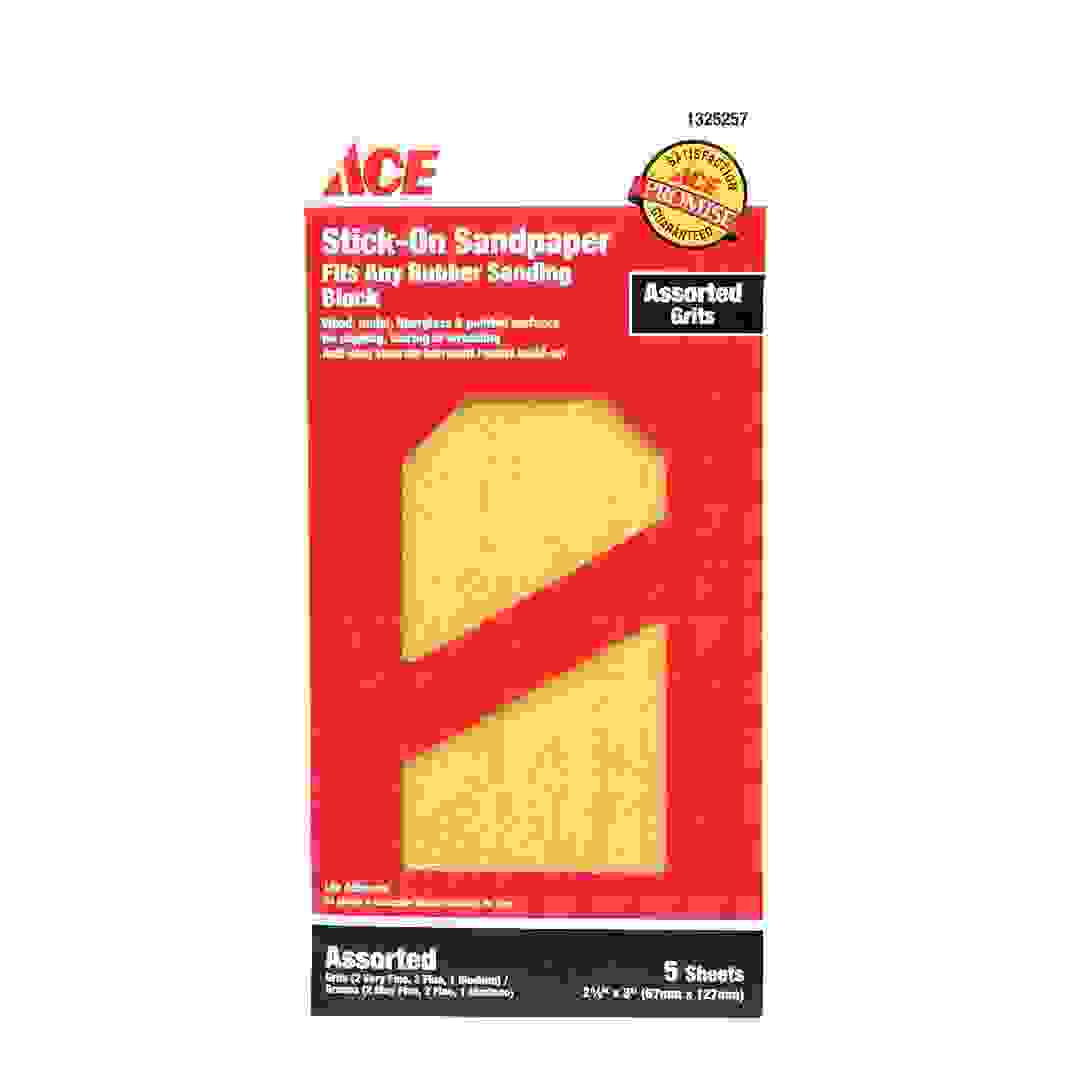 ACE Stick-On Sandpaper (67 x 127 mm, 5 Sheets)