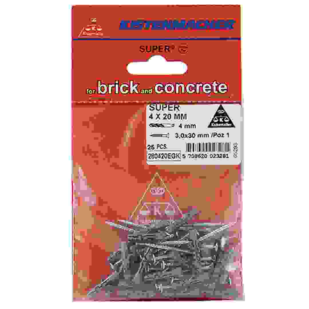 Kistenmacher Screw Fastener & Anchor (2 x 0.4 cm, Pack of 25)