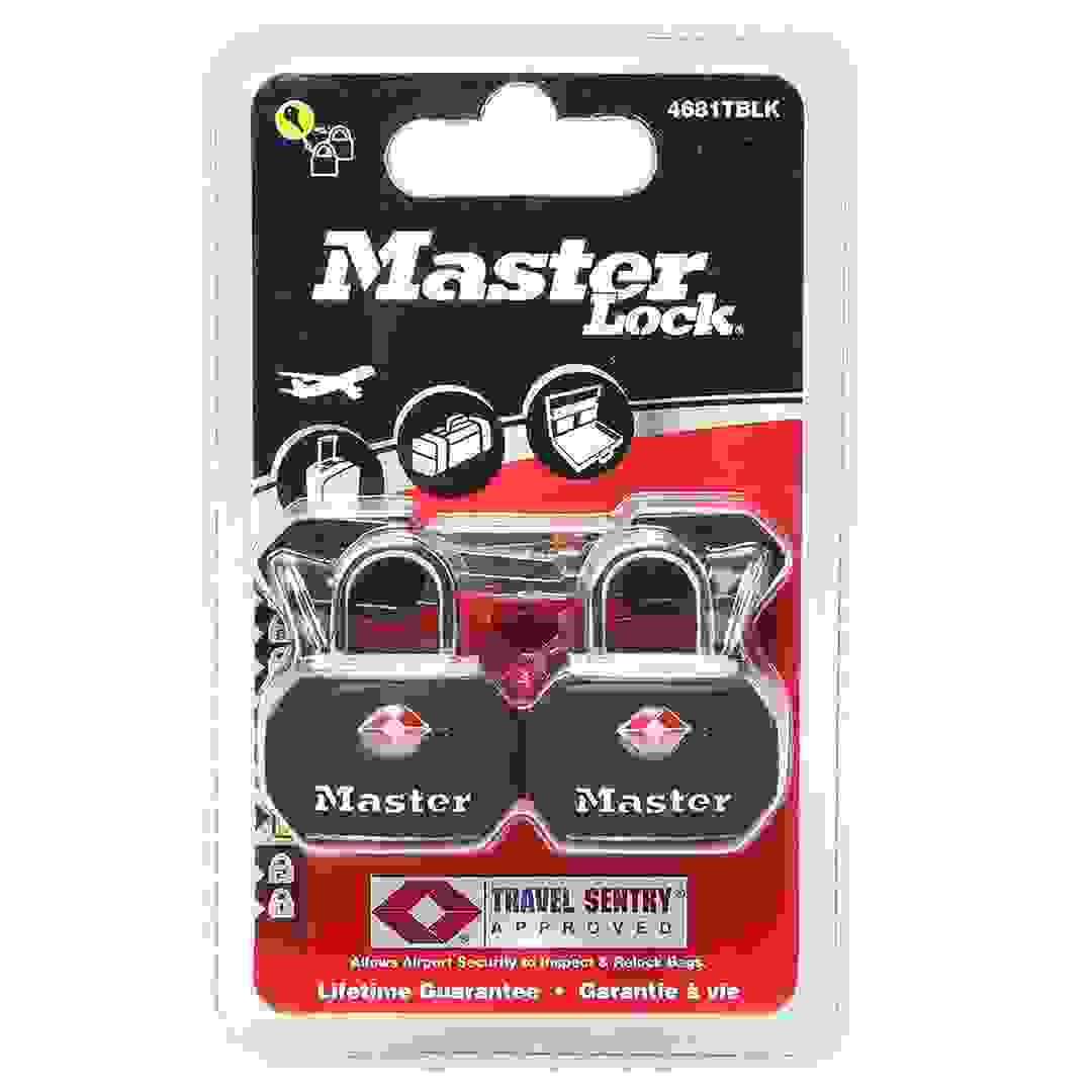 Master Lock 4681TBLK Wide Solid Metal Padlock (32 mm, Pack of 2, Black)