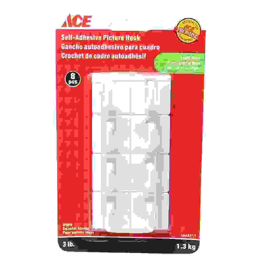 ACE Self-Adhesive Picture Hooks (Pack of 8, White)