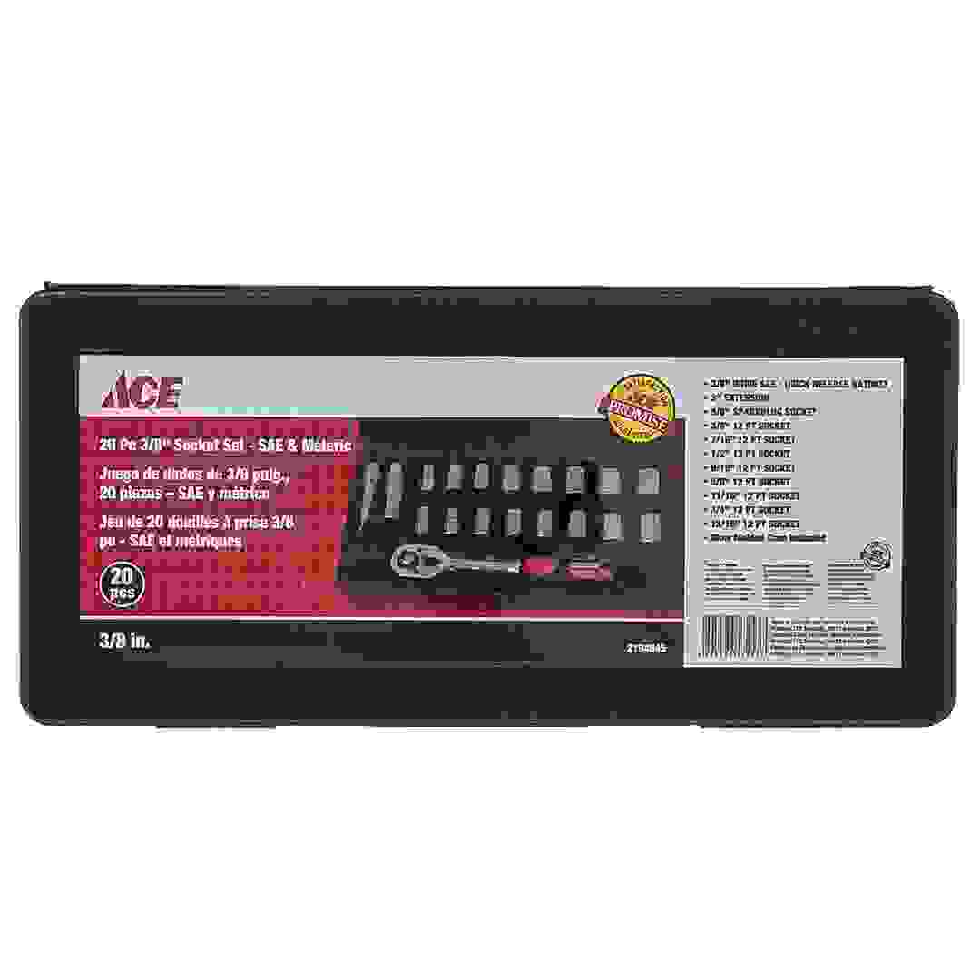 Ace SAE & Metric Socket Set with Drive (96.5 cm, Pack of 20)