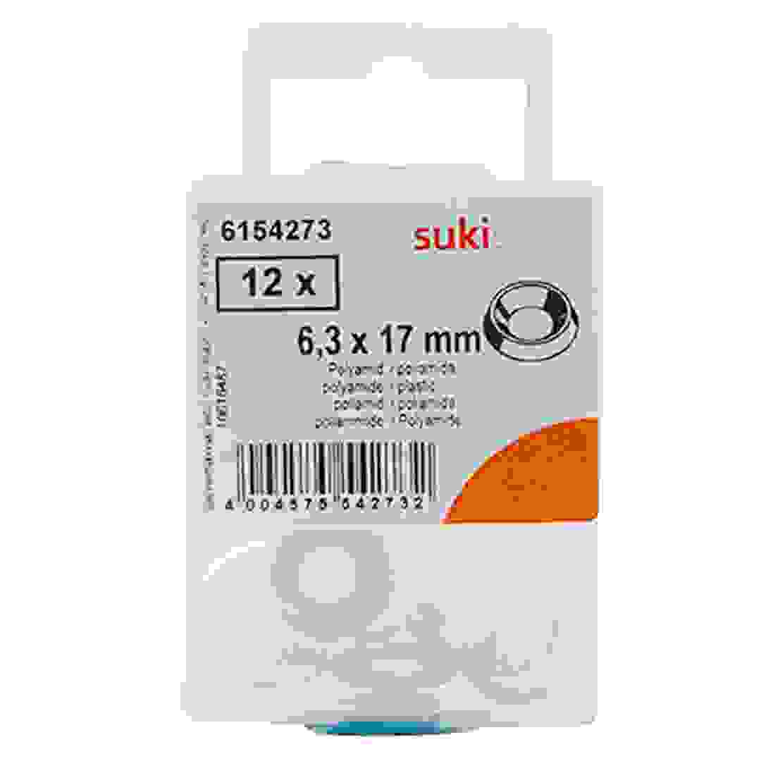 Suki 6154273 Raised Plastic Washer (17 x 6.3 mm, White, Pack of 12)