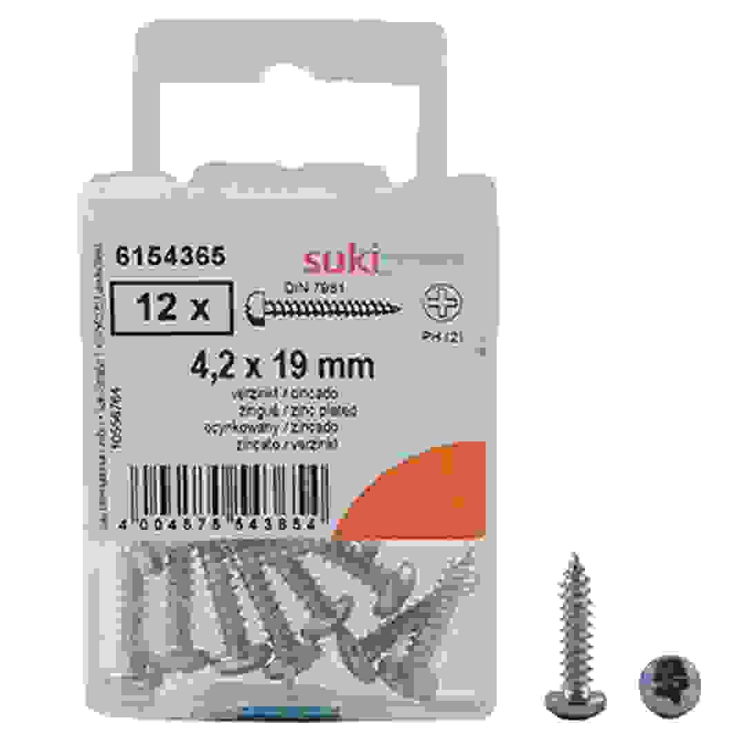 Suki 6154365 Pan-Head Tapping Screws (1.9 x 0.4 cm, Pack of 12)