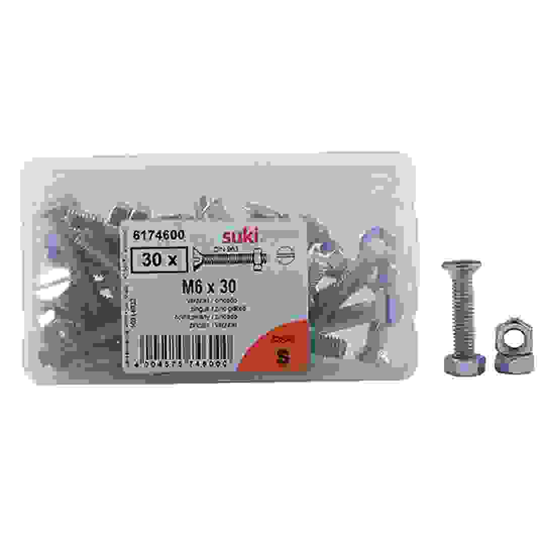 Suki M6 Slotted Flat-Head Countersunk Machine Screws (30 mm)