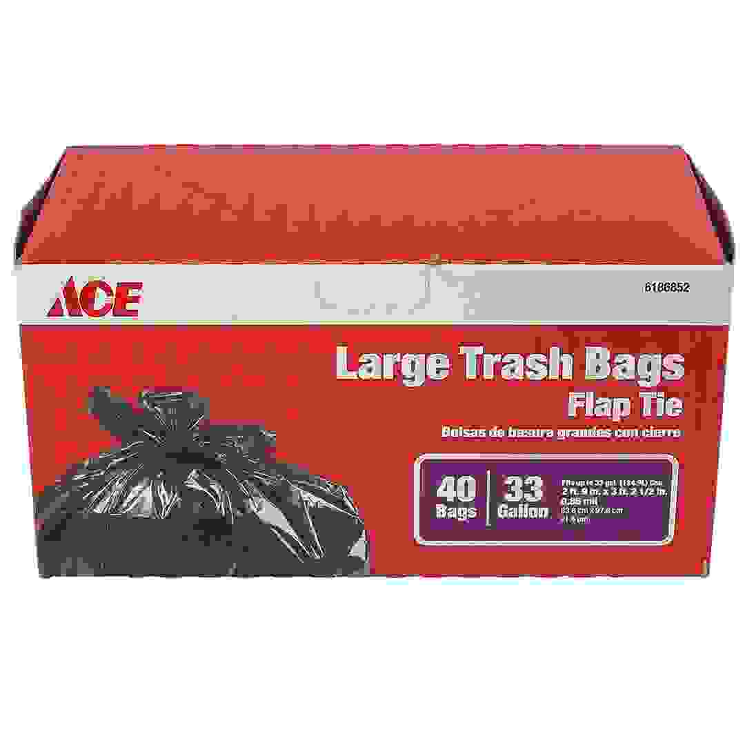 Ace Large Trash Bags with Flap Tie (Pack of 40, Black)
